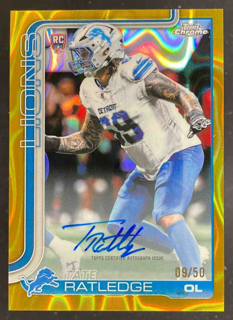 2025 Topps Chrome Gold Lava #RA-TR Tate Ratledge RC Auto /50