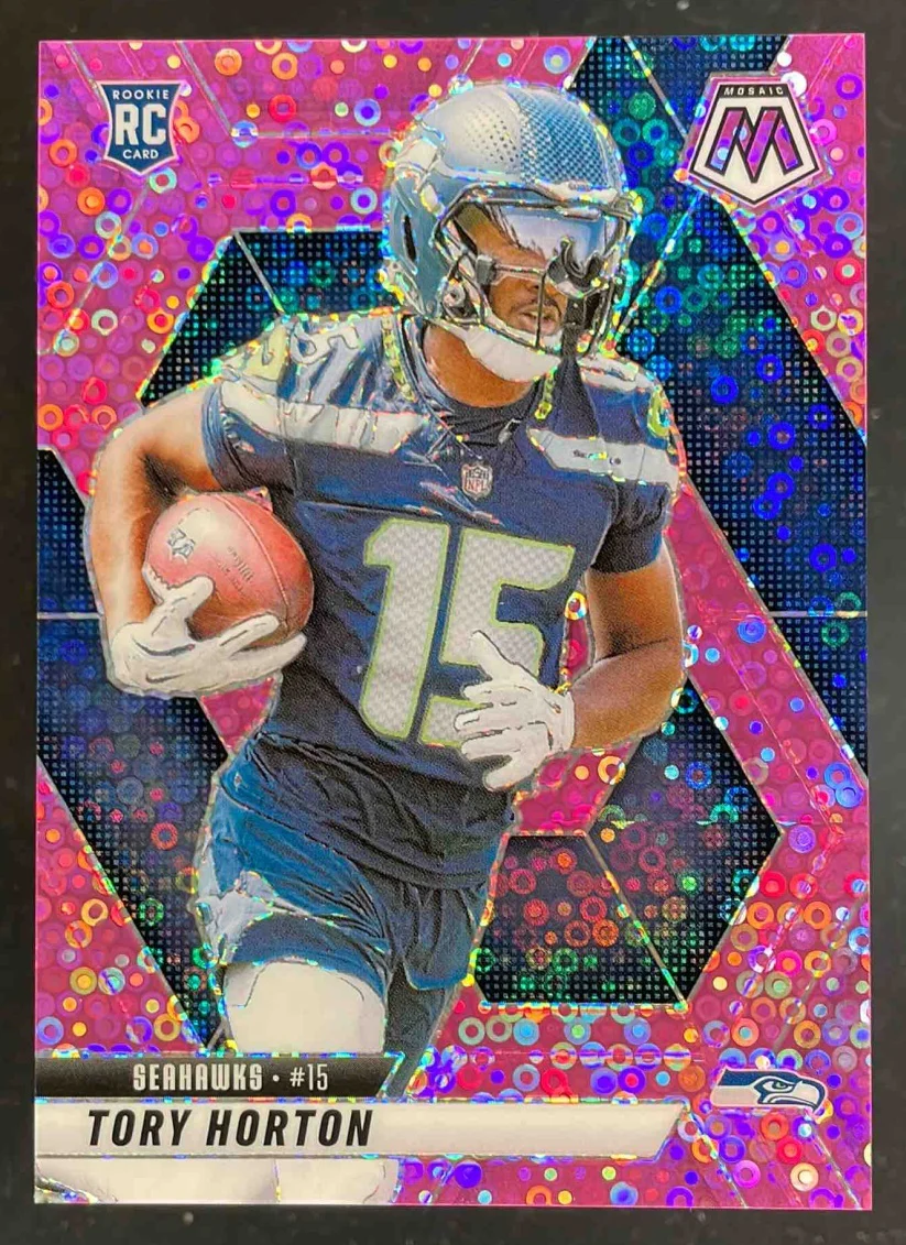 2025 Panini Mosaic Rookies No Huddle Pink Prizm #396 Tory Horton RC /20