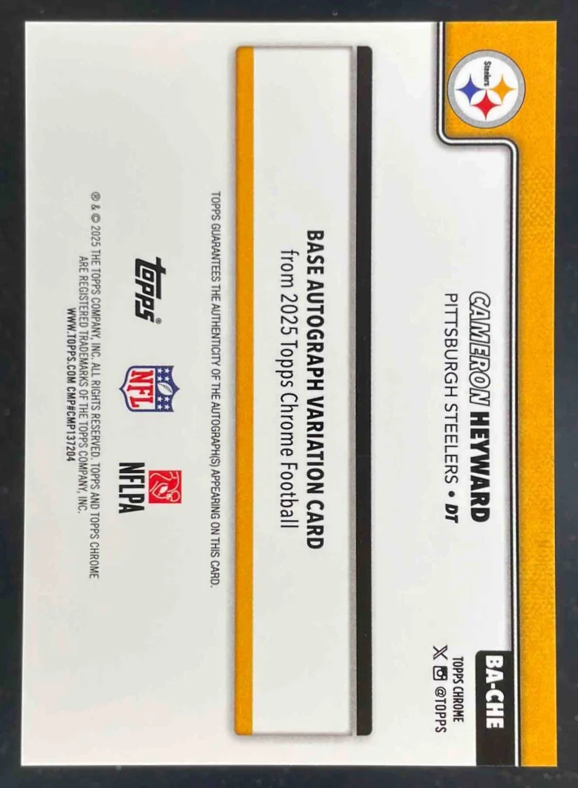 2025 Topps Chrome Purple Geometric #BA-CHE Cameron Heyward Auto /75 - Image 2