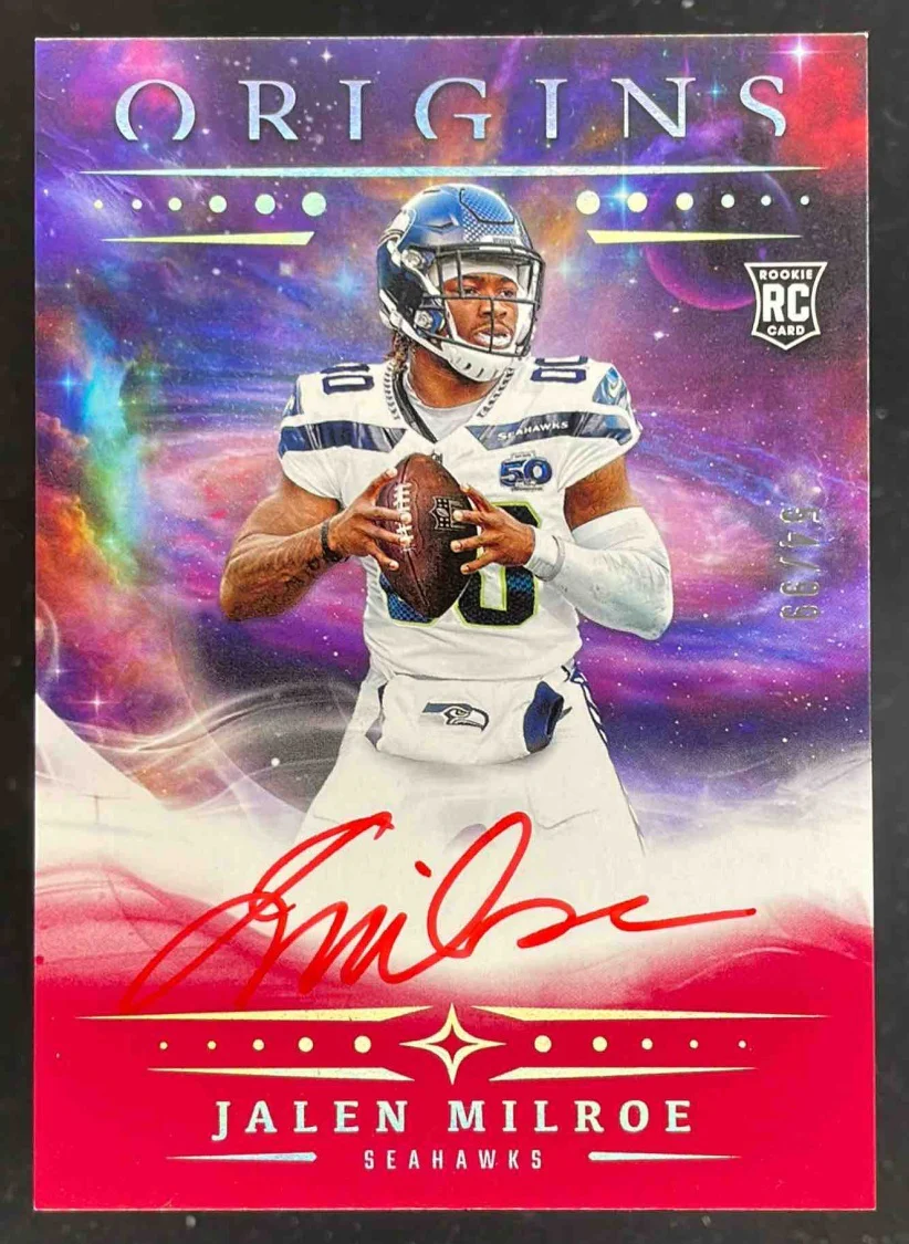 2025 Panini Origins Rookie Autograph Red #RA-JMI Jalen Milroe RC Auto /99