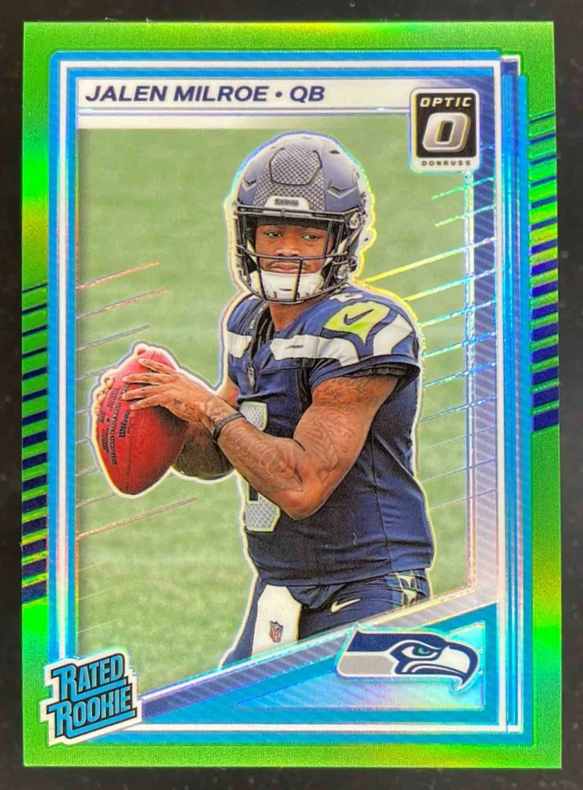 2025 Donruss Optic Neon Green Prizm #253 Jalen Milroe /199