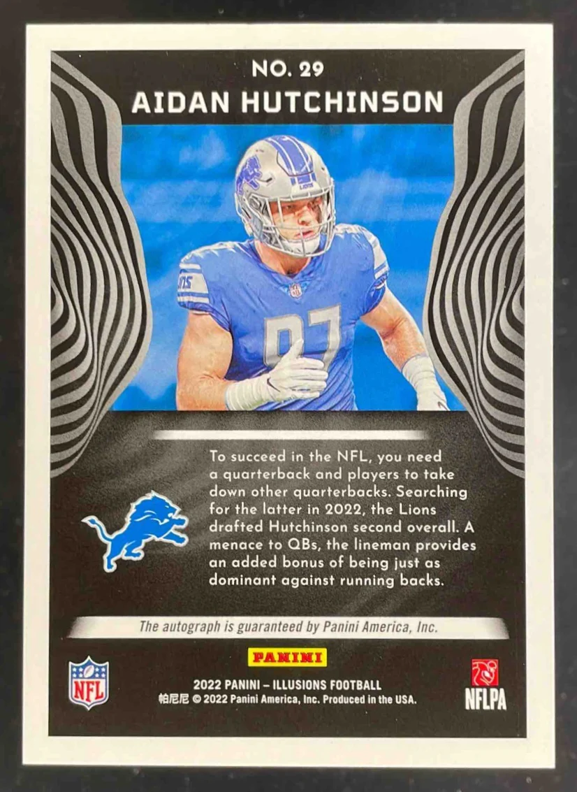 2022 Illusions Trophy Collection #29 Aidan Hutchinson RC Auto /99 - Image 2