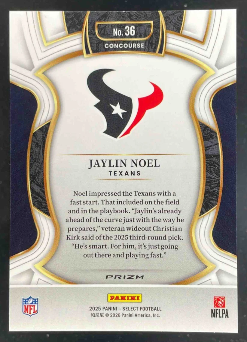 2025 Panini Select Concourse Zebra Prizm Shock #36 Jaylin Noel RC - Image 2