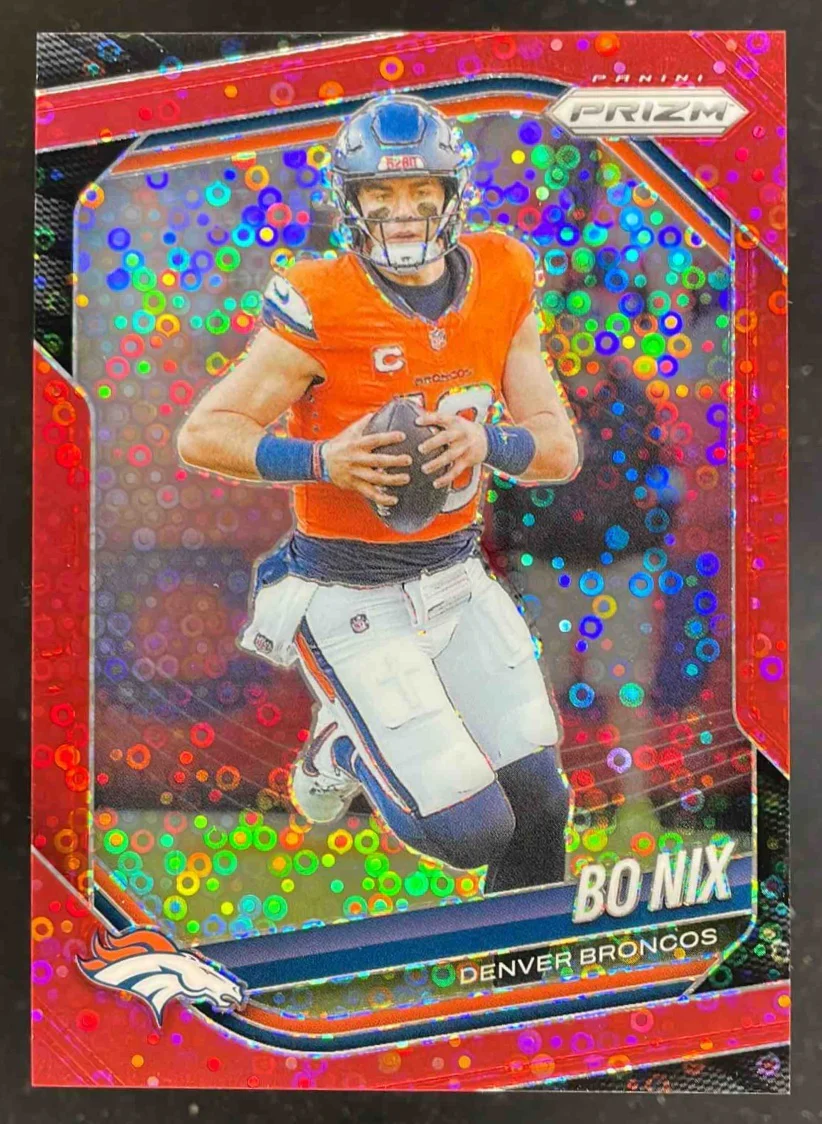 2025 Panini Prizm No Huddle Red Prizm #142 Bo Nix /99