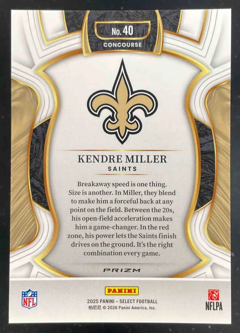 2025 Panini Select Concourse Zebra Prizm Shock #40 Kendre Miller - Image 2