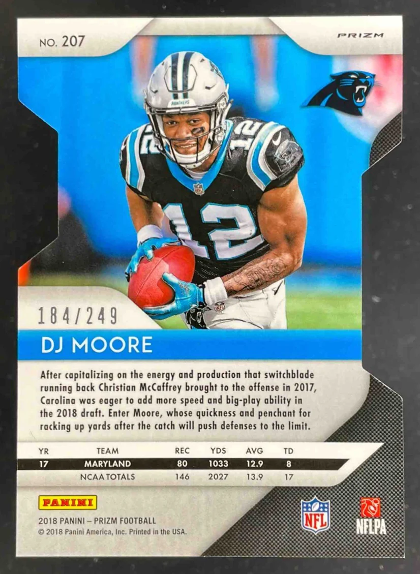 2018 Panini Prizm Prizm Orange Die Cut #207 DJ Moore RC /249 - Image 2