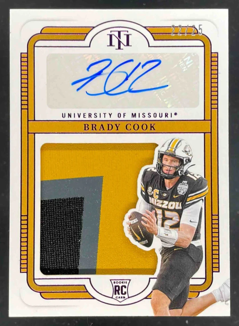 2025 National Treasures Collegiate Silhouettes Purple #131 Brady Cook Auto /25