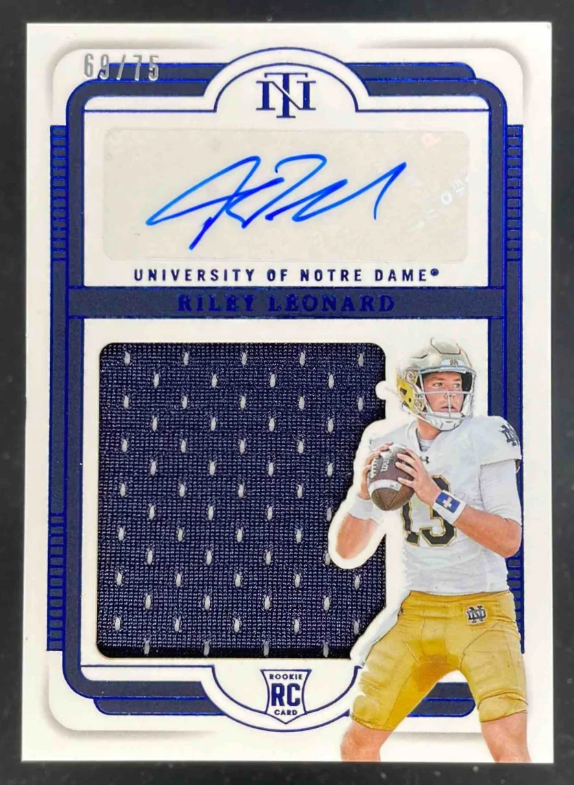 2025 National Treasures Collegiate Silhouettes Blue #RS-RLD Riley Leonard RC /75