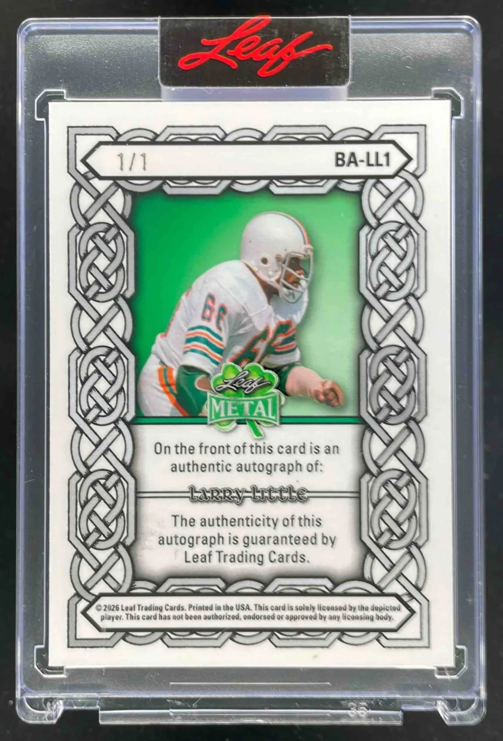 2026 Leaf St. Patrick's Super Prismatic Gold Leprechaun Larry Little Auto 1/1 - Image 2
