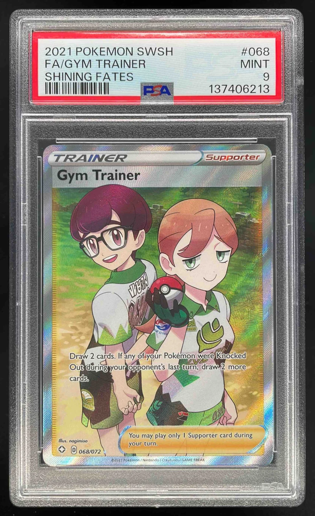 2021 Pokemon Sword & Shield Shining Fates #068/072 Gym Trainer PSA 9