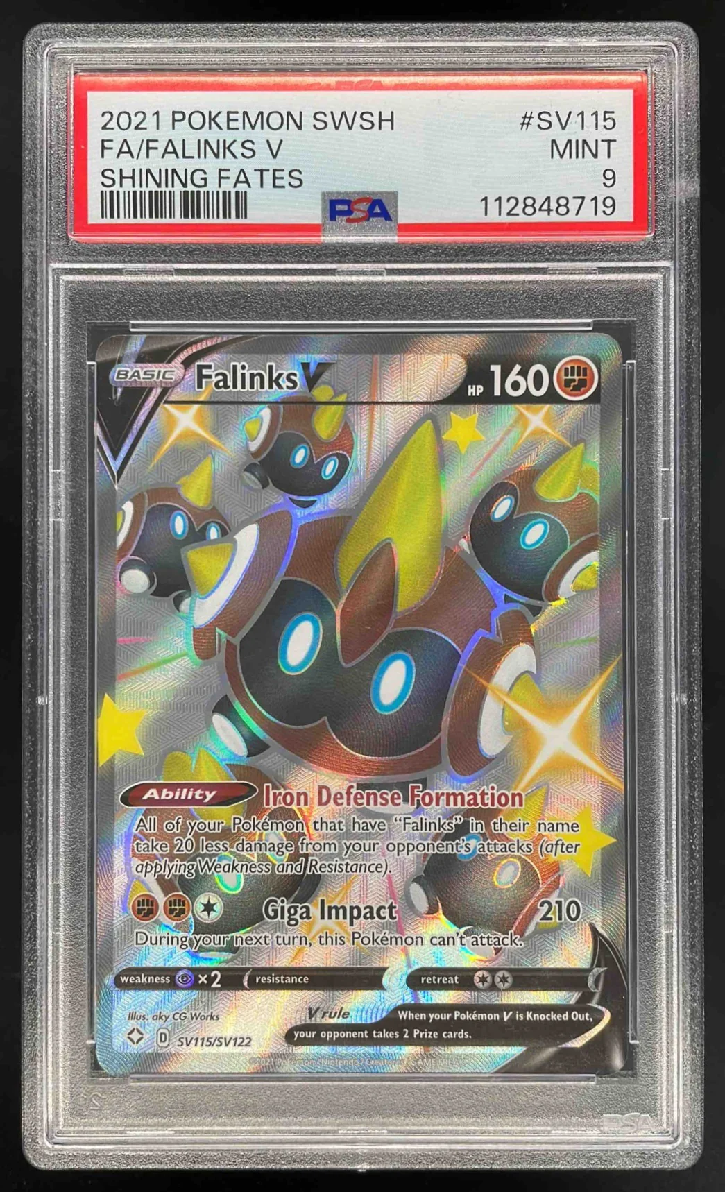 2021 Pokemon Sword Shield Shining Fates Shiny Vault #SV115/SV122 Falinks V PSA 9