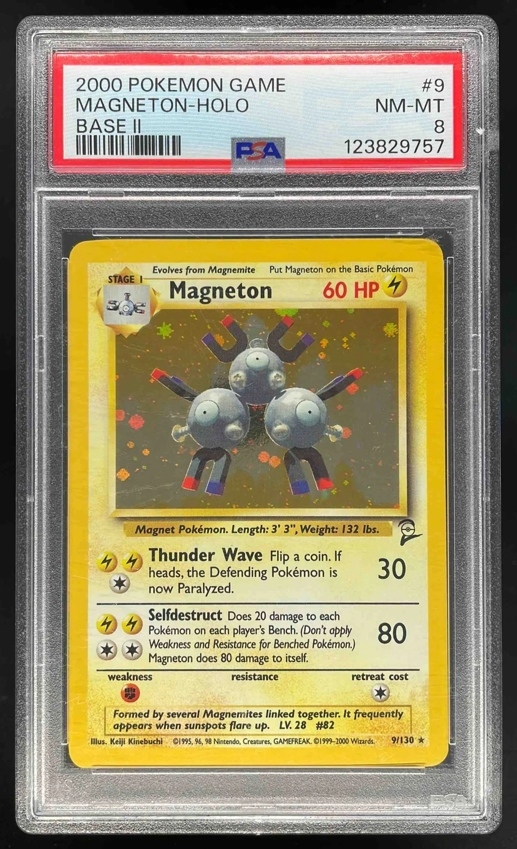 2000 Pokemon Set 2 #9/130 Magneton Holo PSA 8