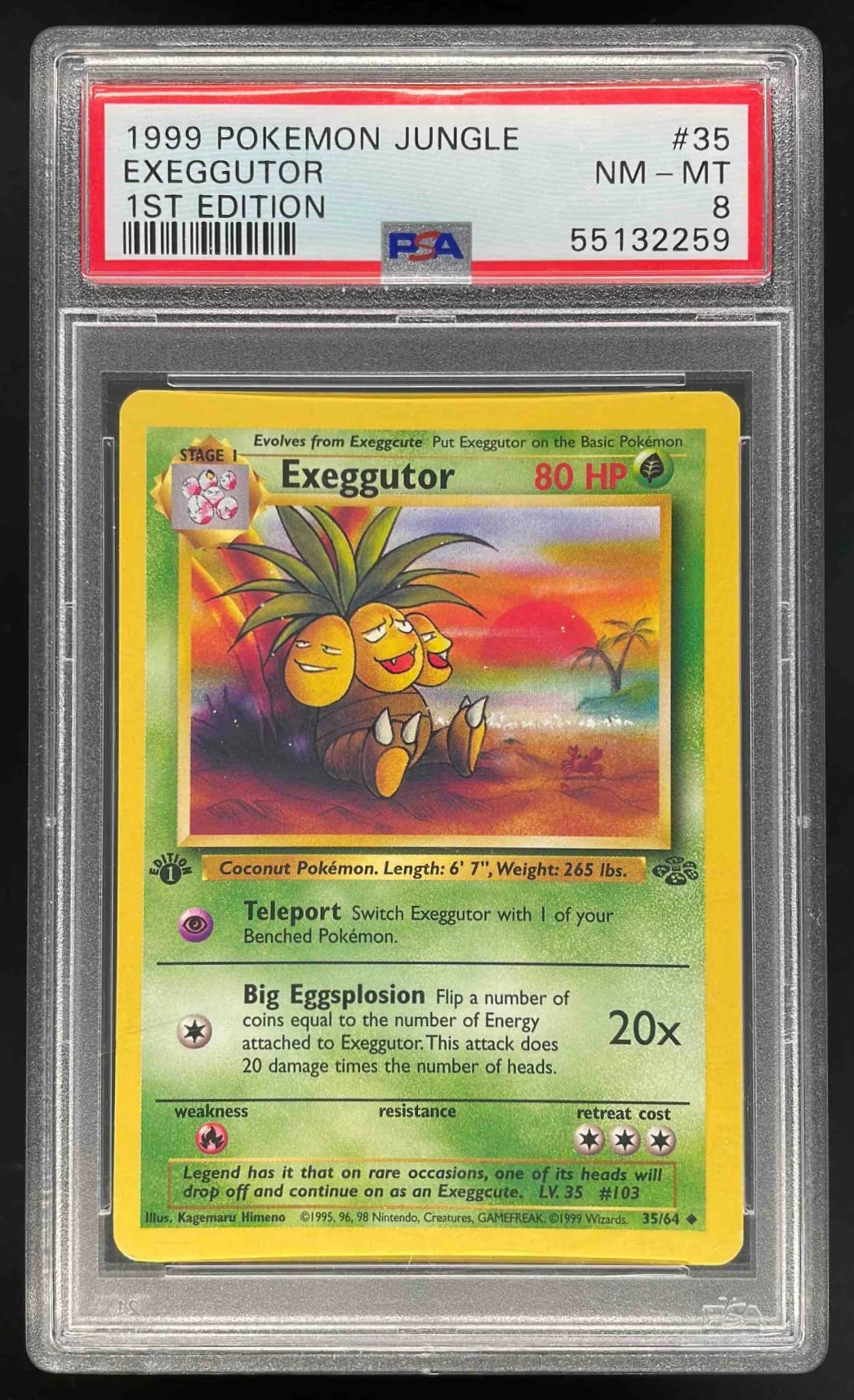 1999 Pokemon Jungle 1st Edition #35/64 Exeggutor PSA 8