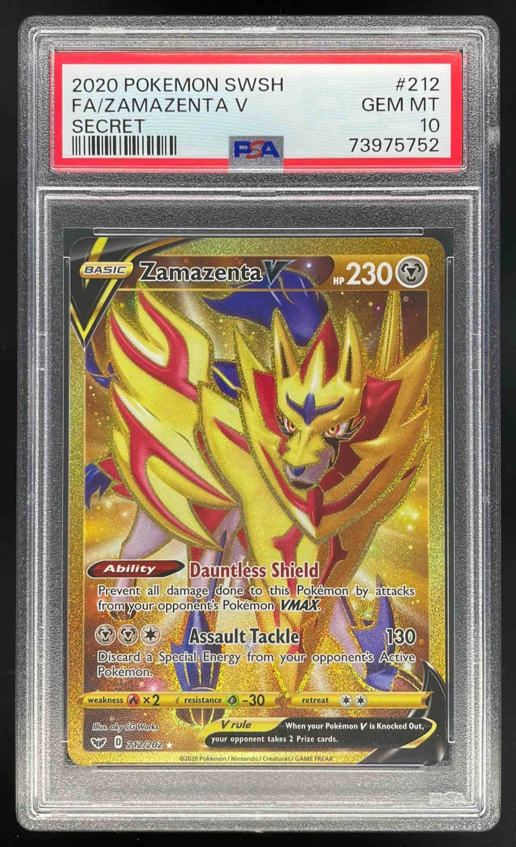 2020 Pokemon Sword & Shield #212/202 Zamazenta PSA 10