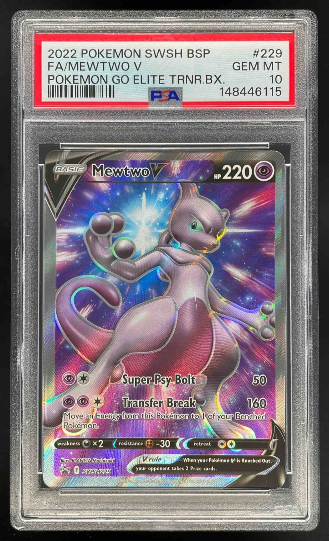 2022 Pokemon Sword & Shield Black Star Promos #SWSH229 Mewtwo V PSA 10