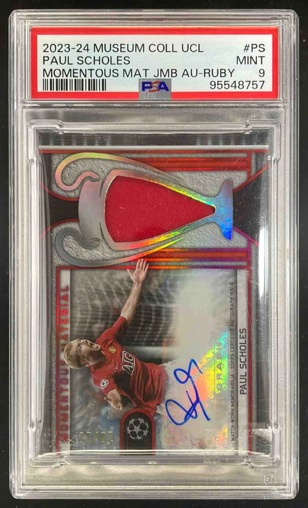 2023 Museum Collection Momentous Material Jumbo Ruby Paul Scholes Auto /25 PSA 9