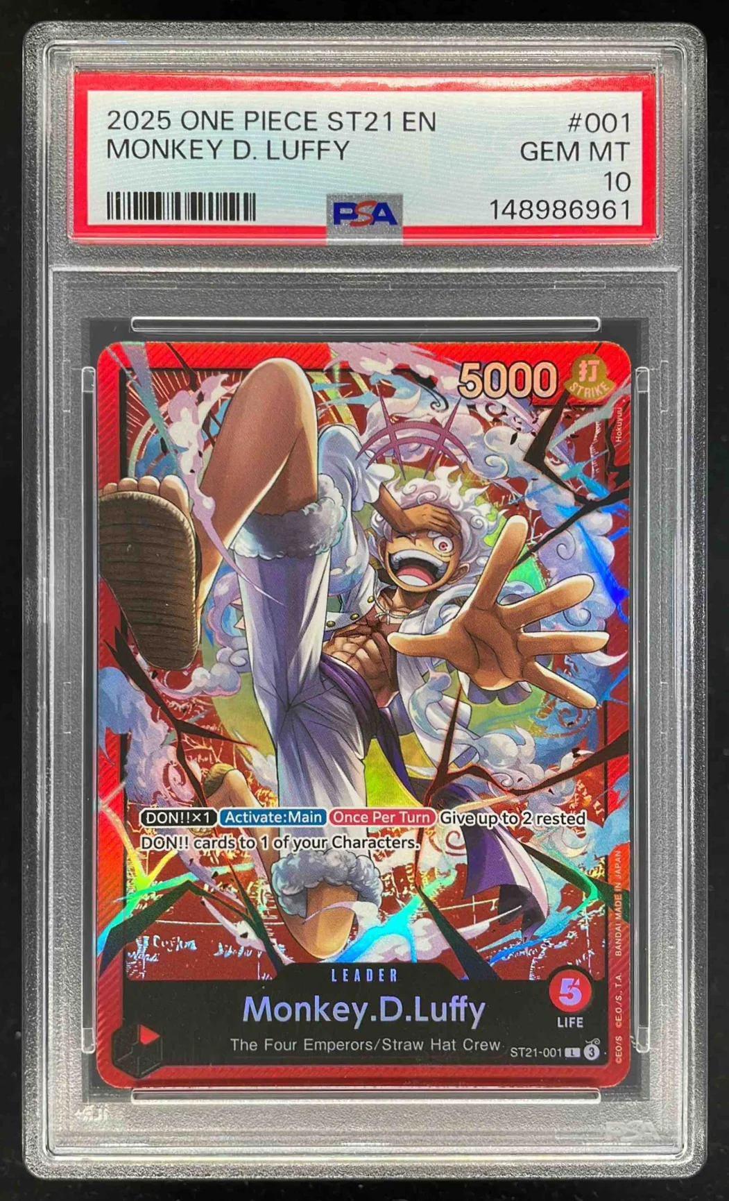 2025 One Piece ST21 EN #001 Monkey D Luffy PSA 10
