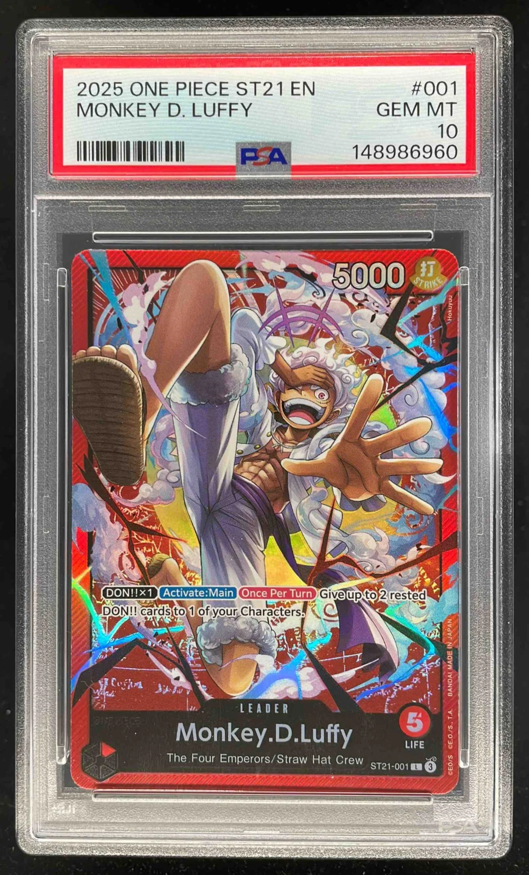 2025 One Piece ST21 EN #001 Monkey D Luffy PSA 10