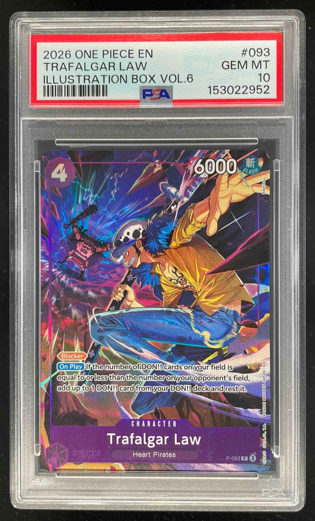 2026 One Piece EN Illustration Box Vol 6 #093 Trafalgar Law PSA 10