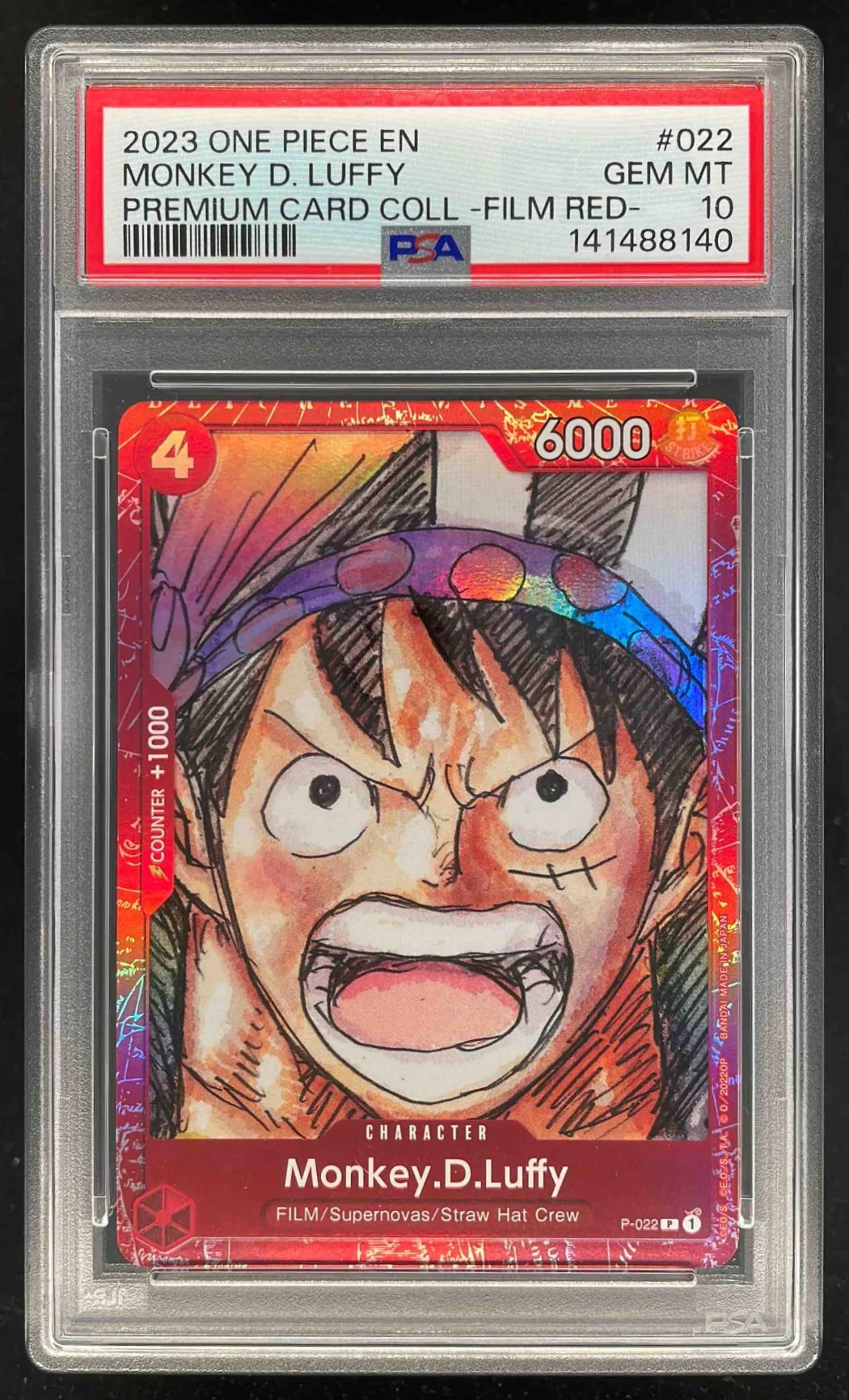 2023 One Piece EN Premium Card Collection Film Red #022 Monkey D Luffy PSA 10