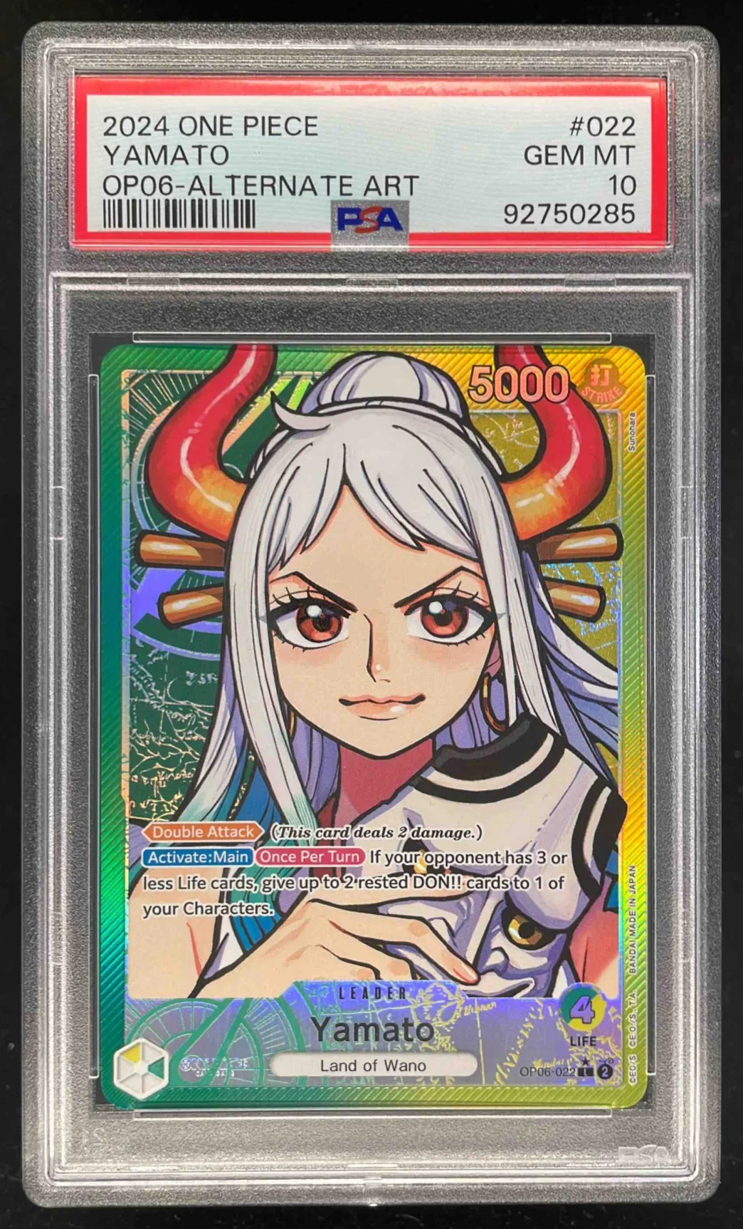 2024 One Piece OP06 #022 Yamato Alternate Art PSA 10