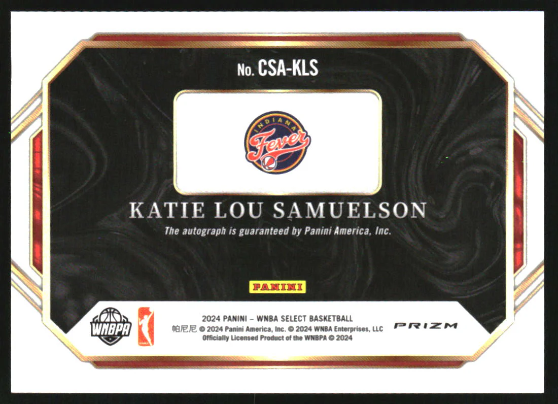 2024 Select WNBA Courtside Action Signatures Katie Lou Samuelson Auto - Image 2
