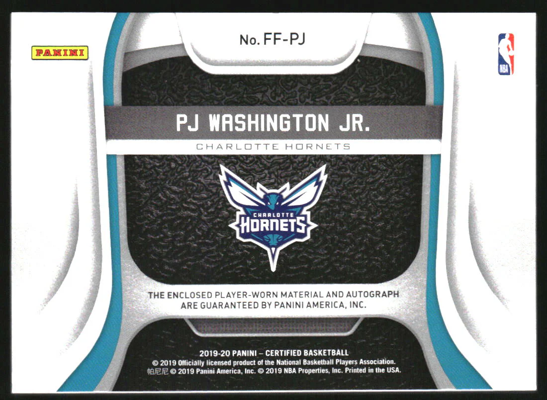 2019 Certified Freshman Fabric Signatures Mirror Camo PJ Washington Jr. Auto /25 - Image 2