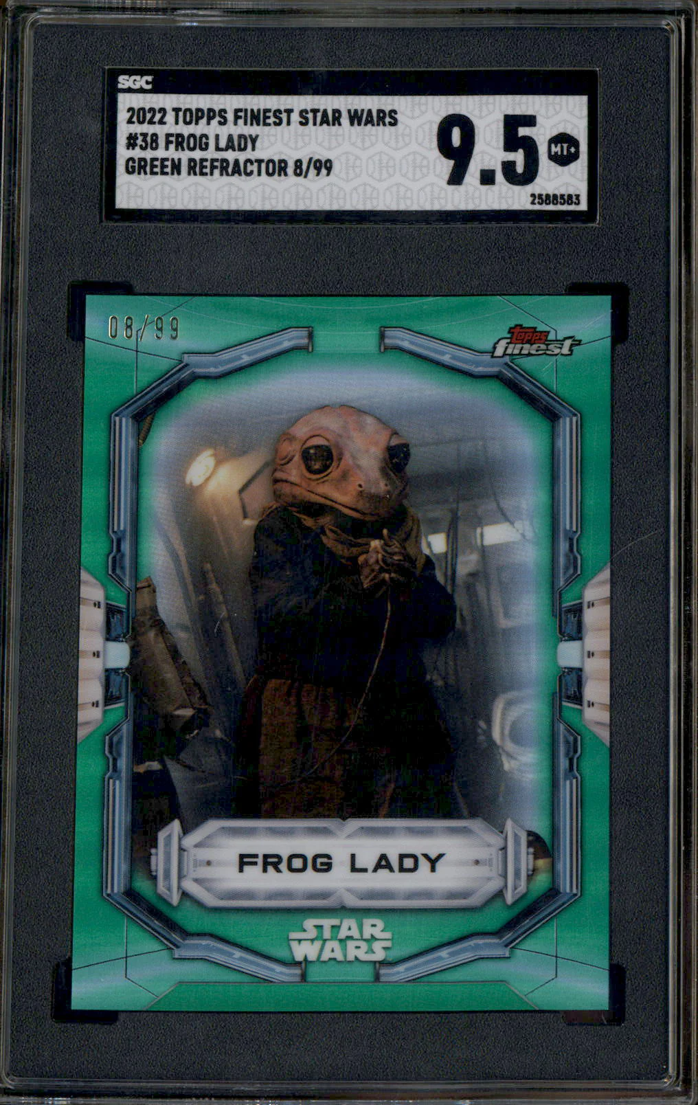 2022 Topps Finest Star Wars Green Refractor #38 Frog Lady /99 SGC 9.5