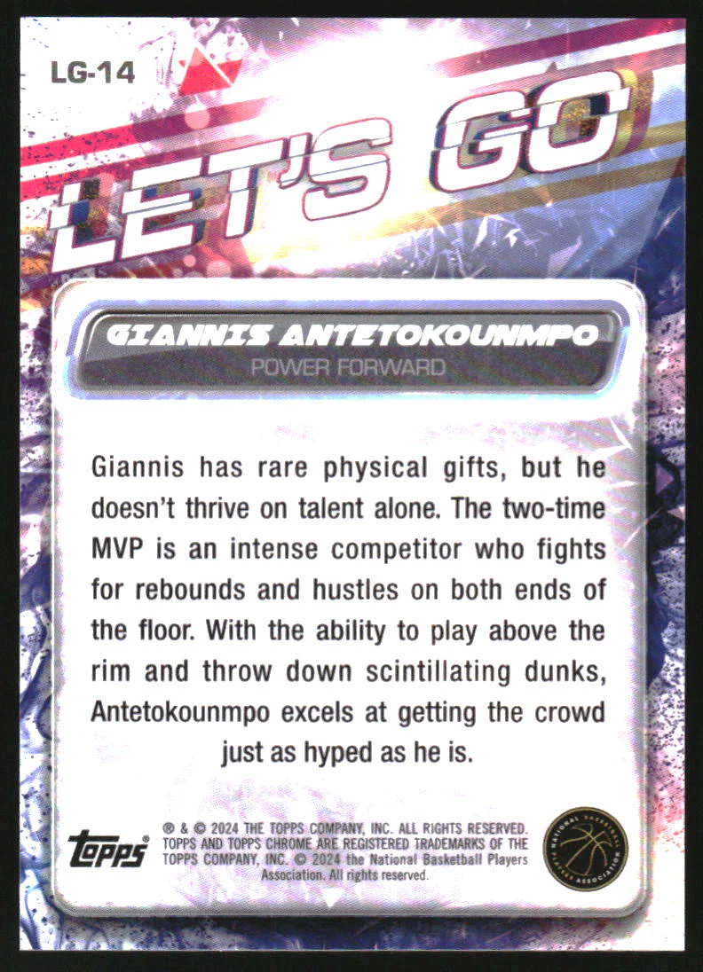 2023-24 Topps Chrome Let's Go #LG14 Giannis Antetokounmpo - Image 2