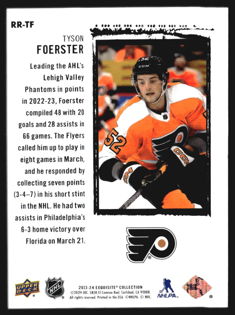 2023-24 Exquisite Collection '09-10 Retro Rookies #RRTF Tyson Foerster /299 - Image 2