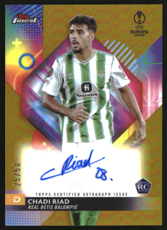 2023-24 Finest UEFA Club Competitions Auto Gold Refractors Chadi Riad RC /50