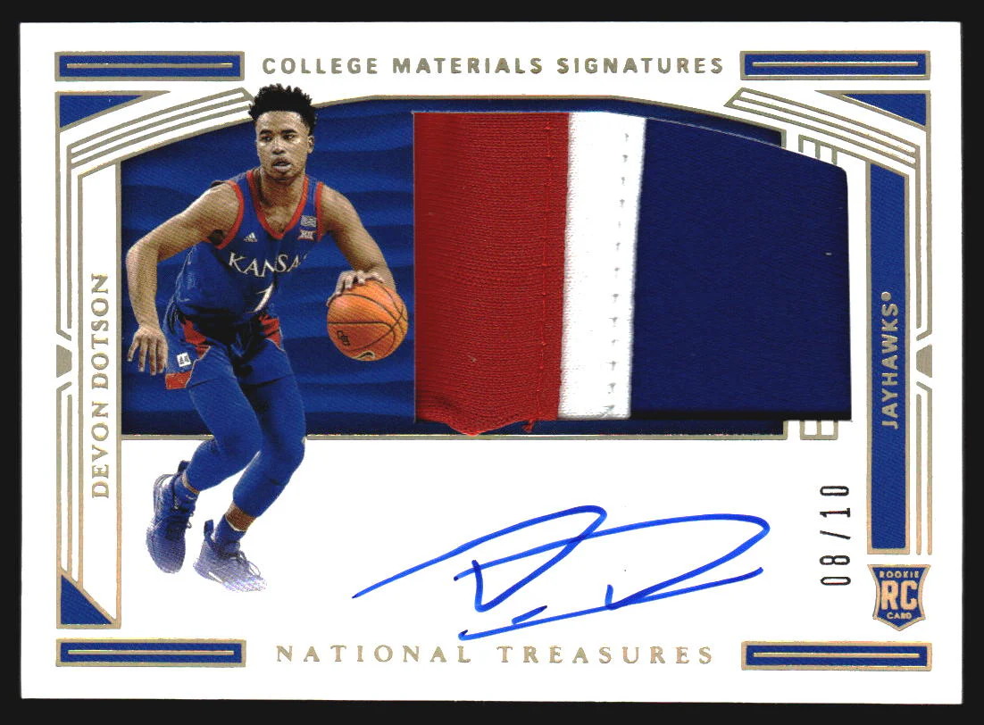 2020 National Treasure Collegiate College Material Auto Gold Devon Dotson RC /10