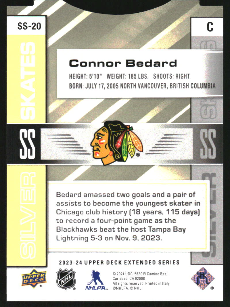 2023-24 Upper Deck Silver Skates Gold #SS20 Connor Bedard RC Rookie - Image 2
