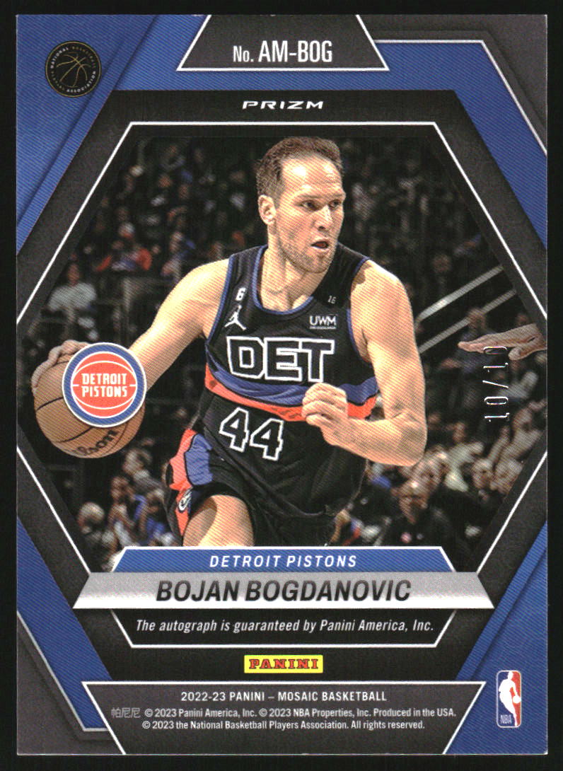 2022-23 Panini Mosaic Autographs Mosaic Gold Bojan Bogdanovic Auto /10 - Image 2