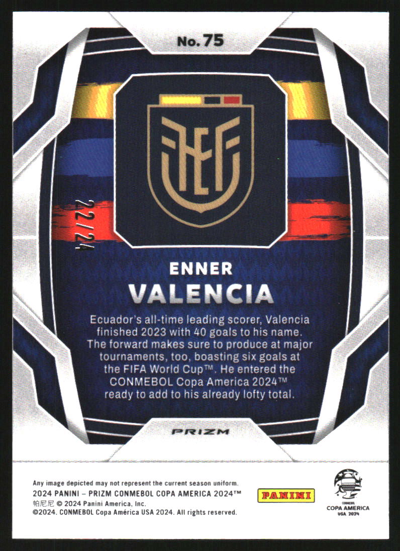 2024 Panini Prizm Copa America Prizms Stars and Stripes #75 Enner Valencia /24 - Image 2