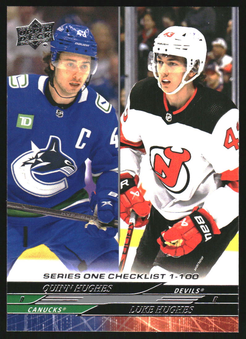 2024-25 Upper Deck #199 Quinn Hughes Luke Hughes Checklist