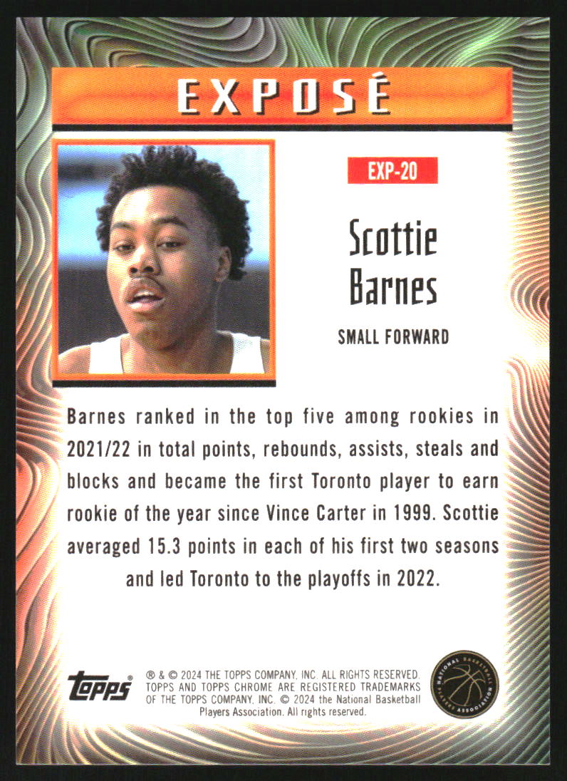2023-24 Topps Chrome Expose #EXP20 Scottie Barnes - Image 2