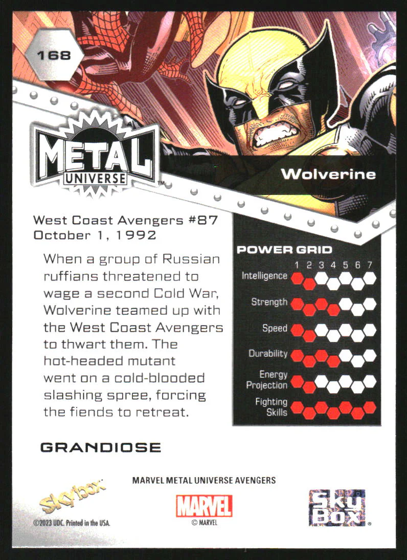 2024 SkyBox Marvel Metal Universe Avengers Grandiose #168 Wolverine - Image 2