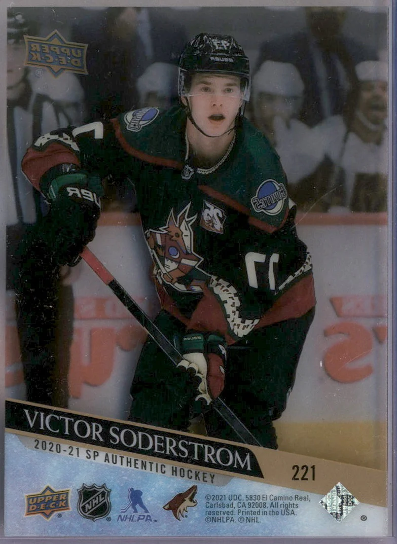 2020-21 Upper Deck Clear Cut UD Exclusives #221 Victor Soderstrom Yung Guns RC - Image 2