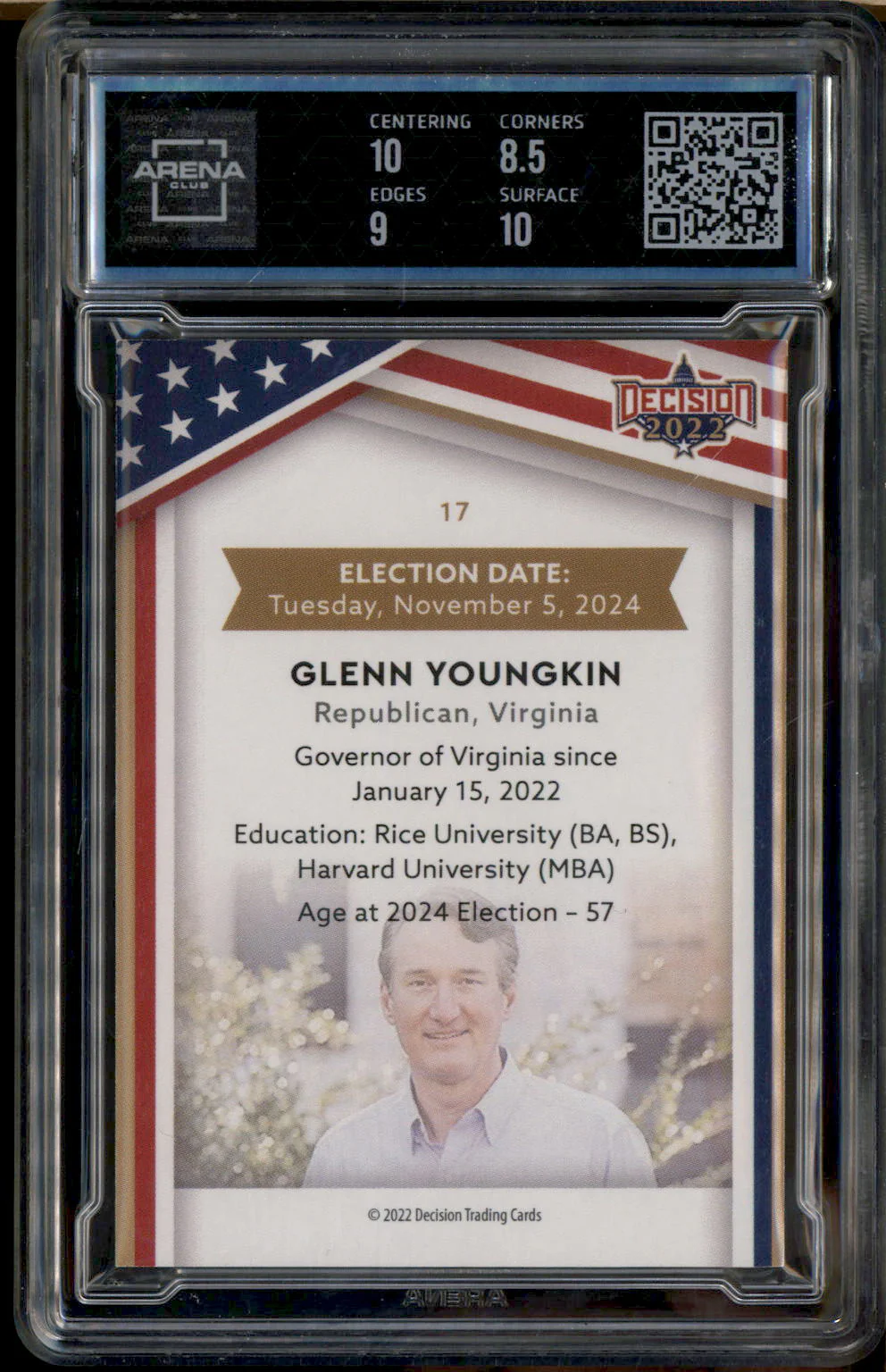2023 Decision Update Hopefuls Premium Purple Glenn Youngkin /2 Arena Club 9 - Image 2