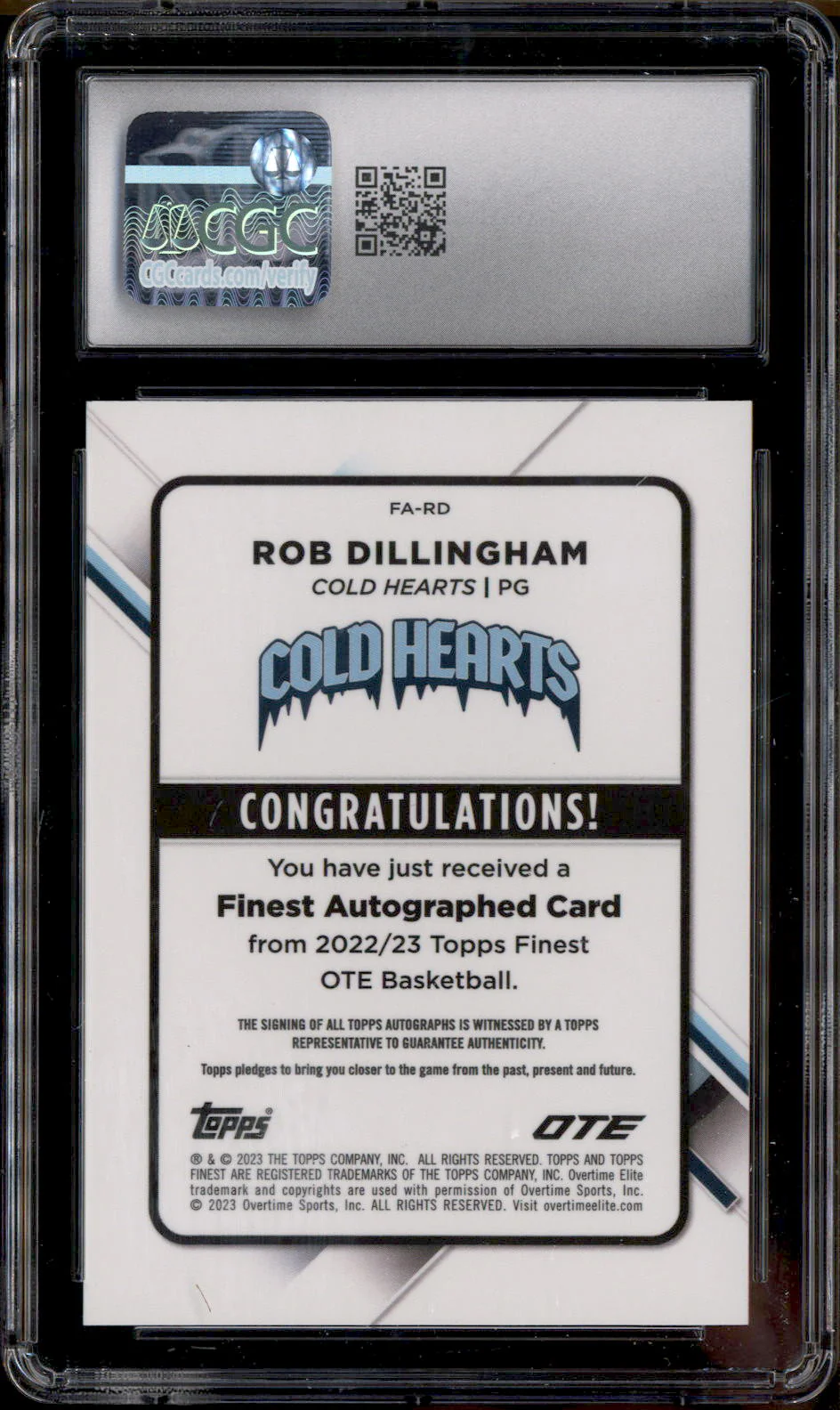 2022 Finest Overtime Elite Auto Blue Raywave Rob Dillingham /150 CGC 10 - Image 2