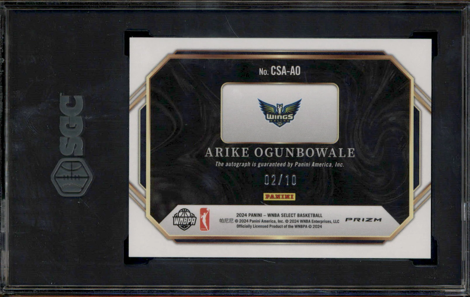 2024 Select Courtside Action Signature Gold Arike Ogunbowale Auto /10 SGC 9.5 - Image 2