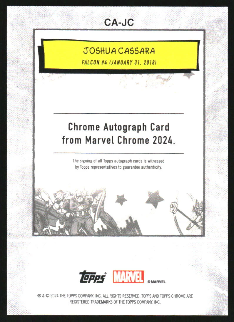 2024 Topps Chrome UK Marvel Comic Book Artist Auto Orange Joshua Cassara /25 - Image 2