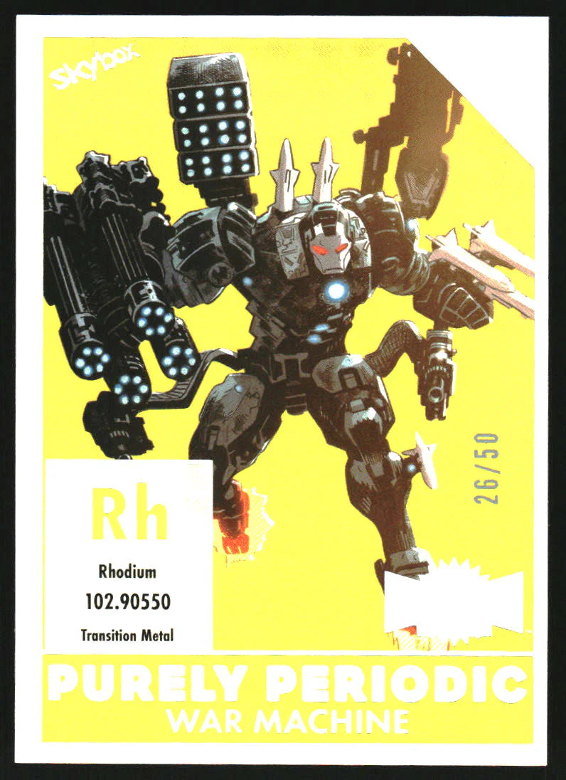 2024 SkyBox Marvel Metal Universe Avengers Purely Periodic #PP45 War Machine /50