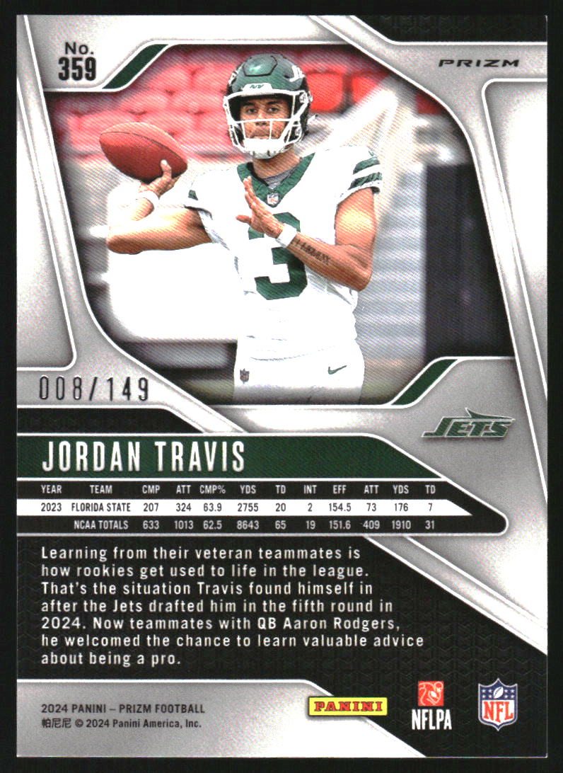 2024 Panini Prizm Prizms Red Wave #359 Jordan Travis RC /149 - Image 2