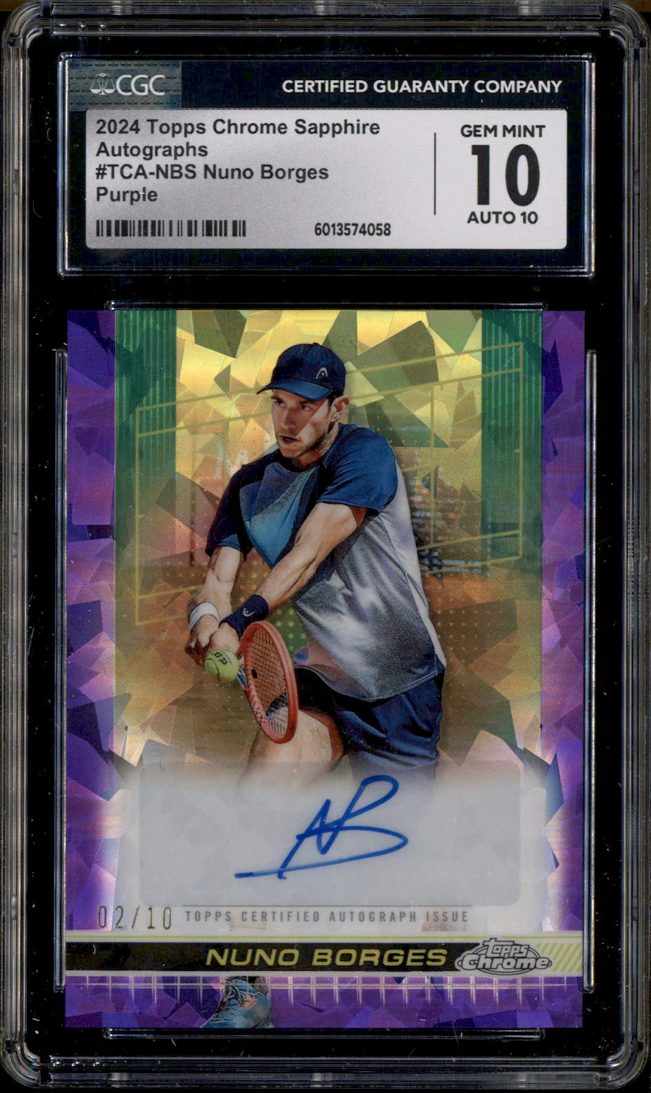 2024 Topps Chrome Sapphire Autograph Purple Nuno Borges Auto /10 CGC 10