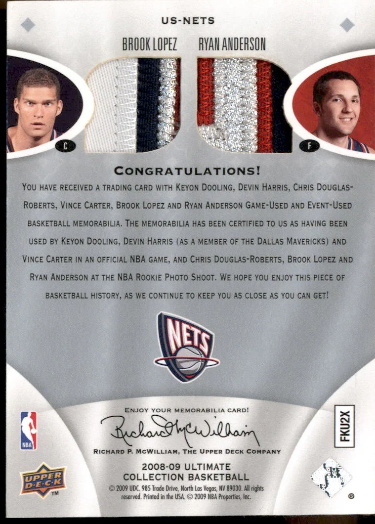 2008 Ultimate Collection Nets Patches Dooling Harris Vince Carter Lopez /10 - Image 2