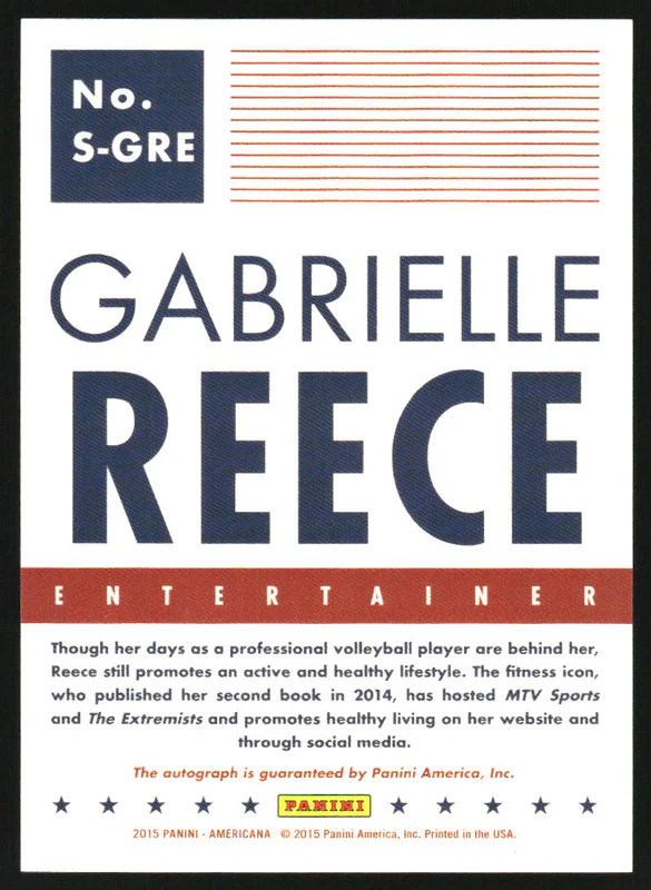 2015 Panini Americana Signatures Gabrielle Reece Autograph Auto - Image 2