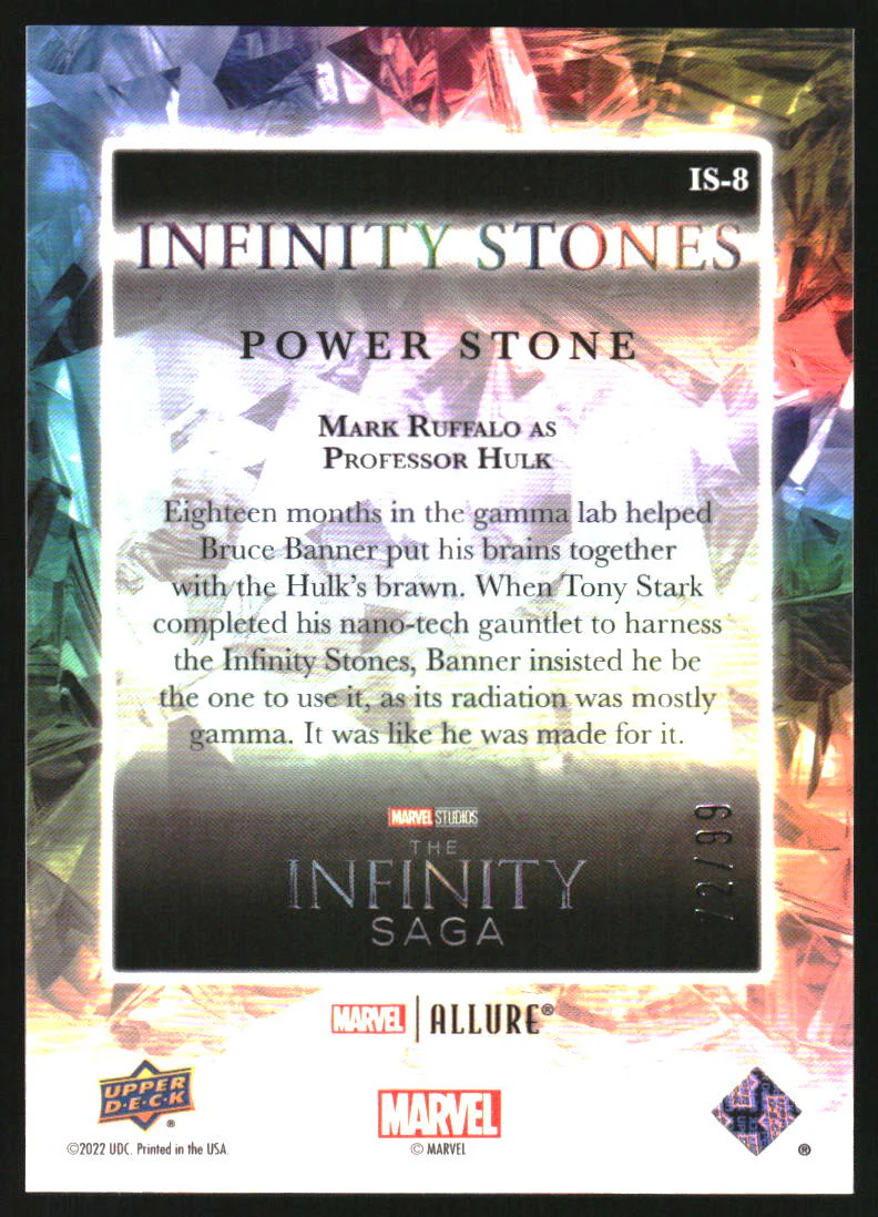 2022 UD Marvel Allure Infinity Stones Power Gold Mark Ruffalo Professor Hulk /99 - Image 2