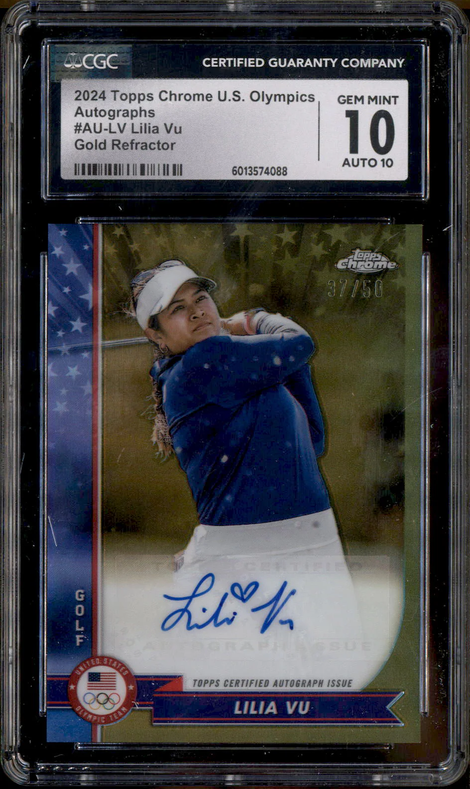 2024 Topps Chrome US Olympics Auto Gold Refractor Lilia Vu /50 CGC 10